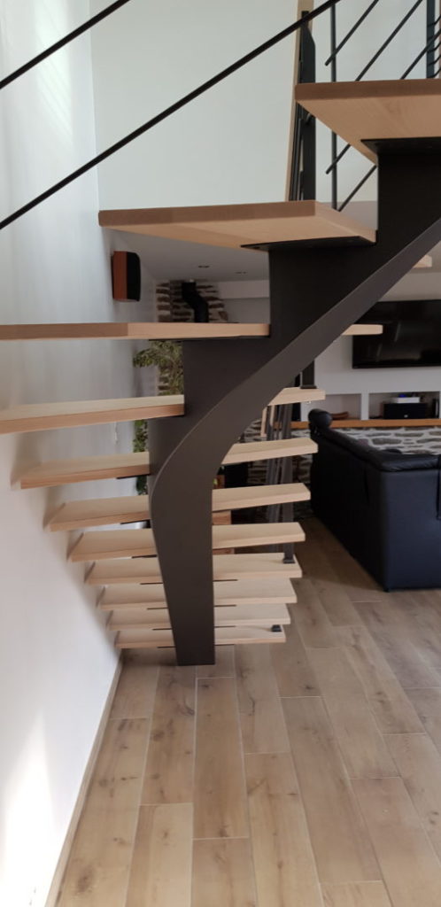 Escalier mixte metal bois Locmaria Plouzane 2 - Escaliers - Quimper Brest